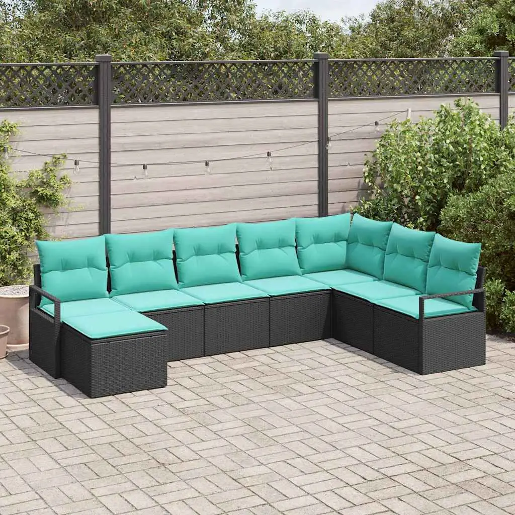 Ensemble de Canapés avec coussin 8 pcs Noir polyrotin vidaXL 3346506