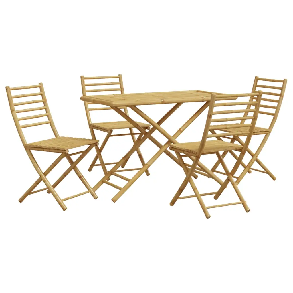 Ensemble de 5 pcs table de jardin avec chaises – mobilier de jardin bambou-JU2652