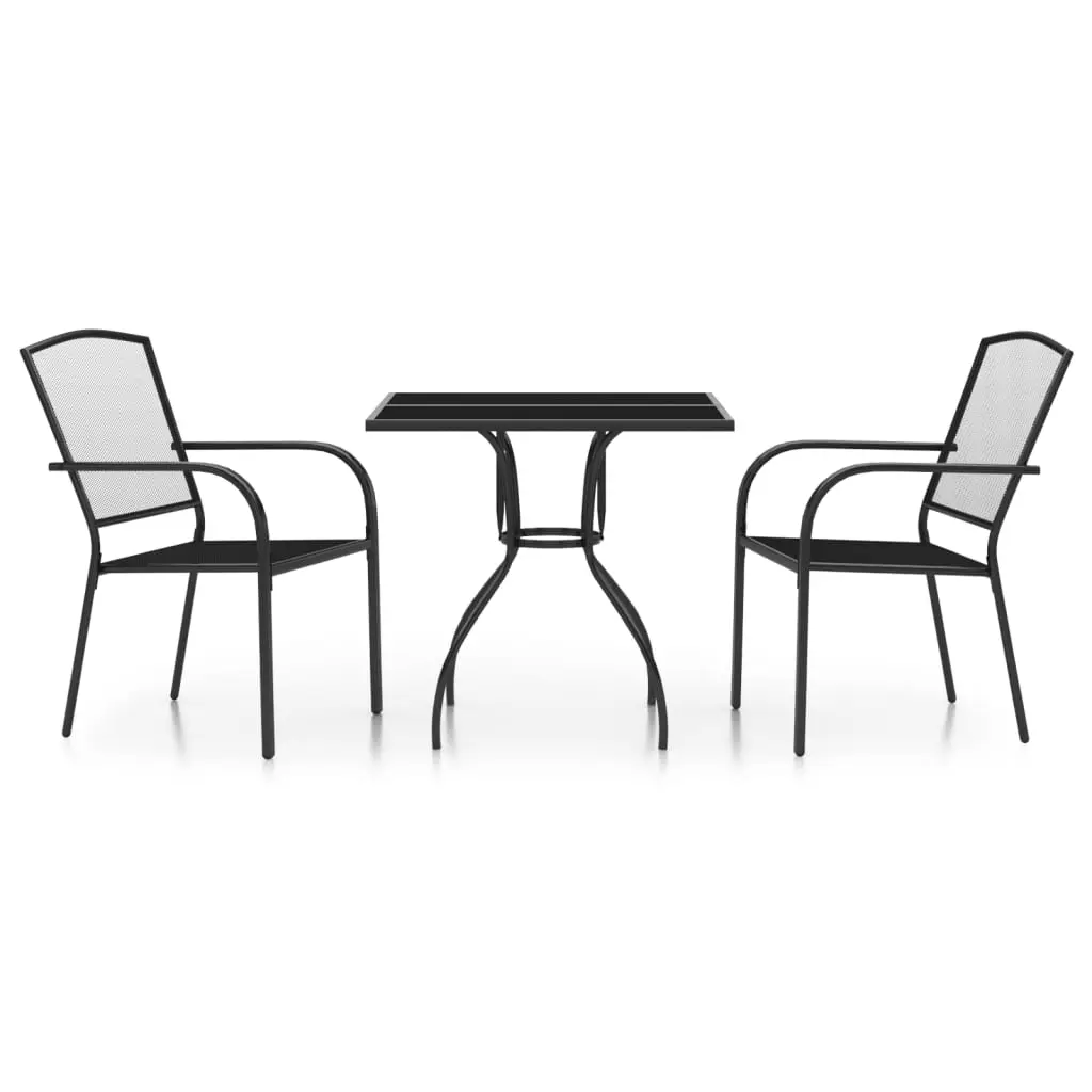Ensemble de 3 pcs table de jardin avec chaises – mobilier de jardin anthracite acier-JU3165
