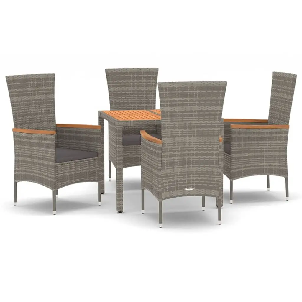 Ensemble de 5 pcs table de jardin avec chaises – mobilier de jardin coussins gris résine tressée-JU2326