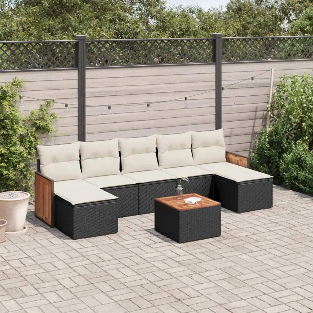 Ensemble de Jardin 8 pcs Résine Tressée Noir Modulable avec Table et Coussins – ComfortXL Outdoor Living