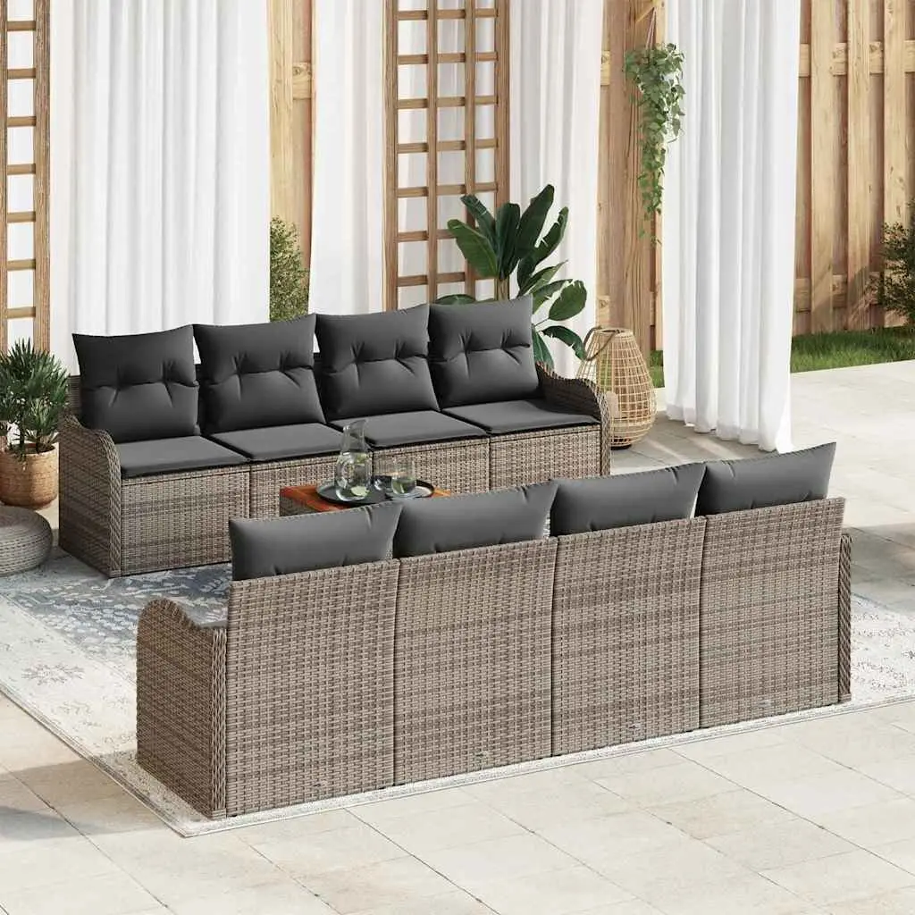Ensemble de canapé de jardin avec stockage 9 pcs Gris polyrotin vidaXL 3356095