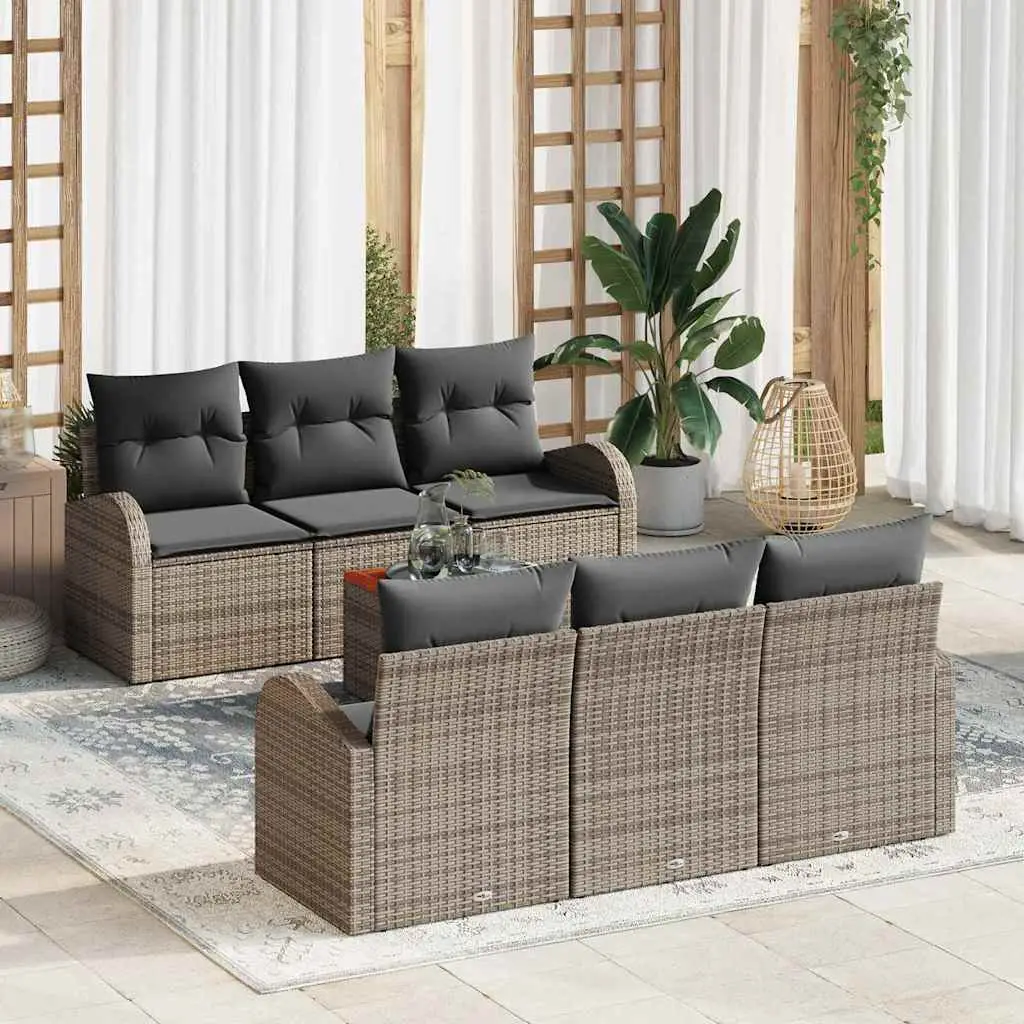 Ensemble d’extérieur 7 pcs en résine tressée modulable avec coffres Gris – ComfortXL Outdoor Living
