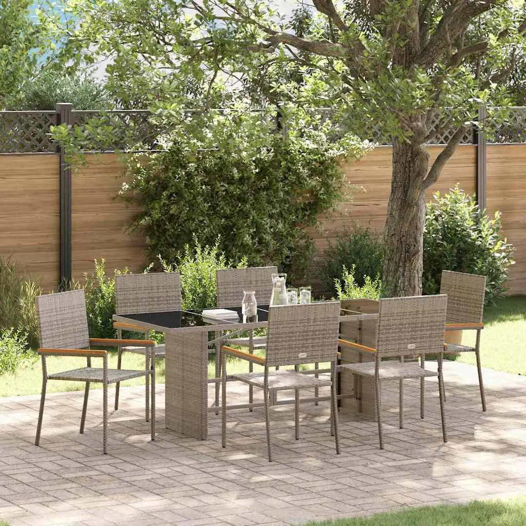 Ensemble de salle à manger pour jardin 7 pcs Gris polyrotin vidaXL 3365425