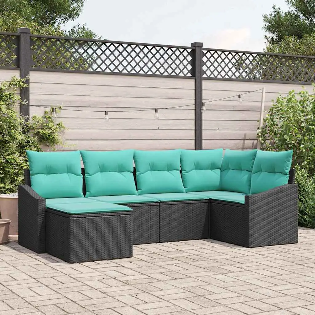 Ensemble de Canapés avec coussin 6 pcs Noir polyrotin vidaXL 3346796