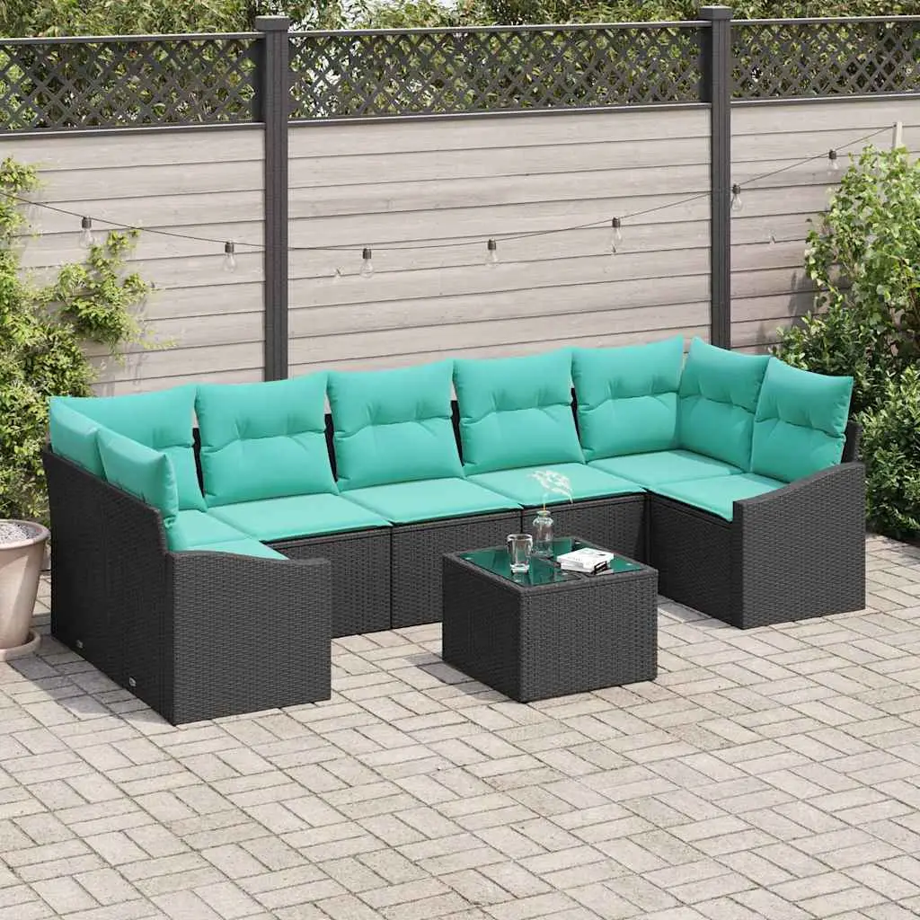 Ensemble de Canapés 8 pcs Noir et turquoise polyrotin vidaXL 3346646