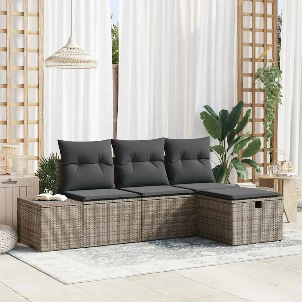 Ensemble de Canapés avec coussin 4 pcs polyrotin vidaXL 3360680