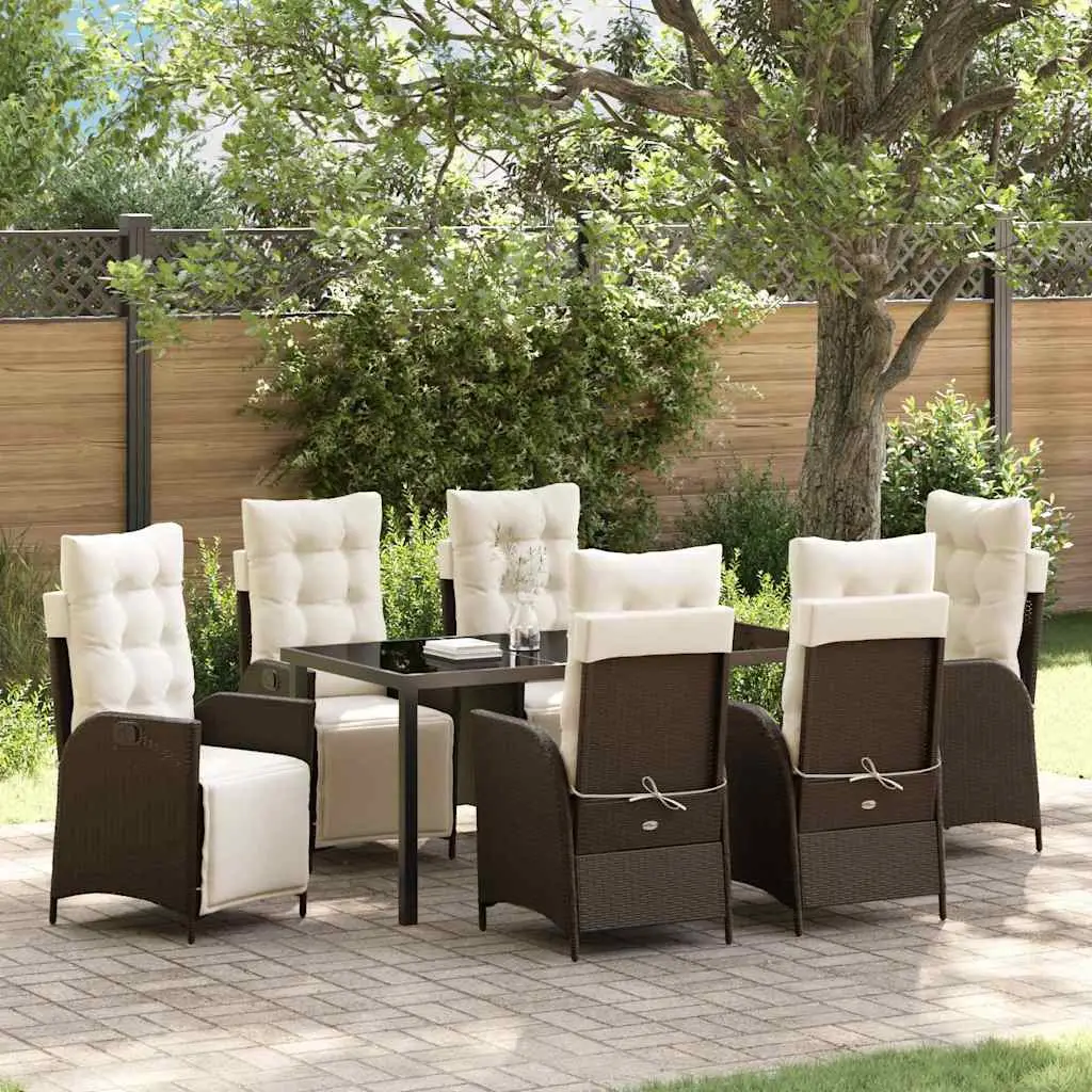 Ensemble de salle à manger pour jardin 7 pcs Marron polyrotin vidaXL 3380544
