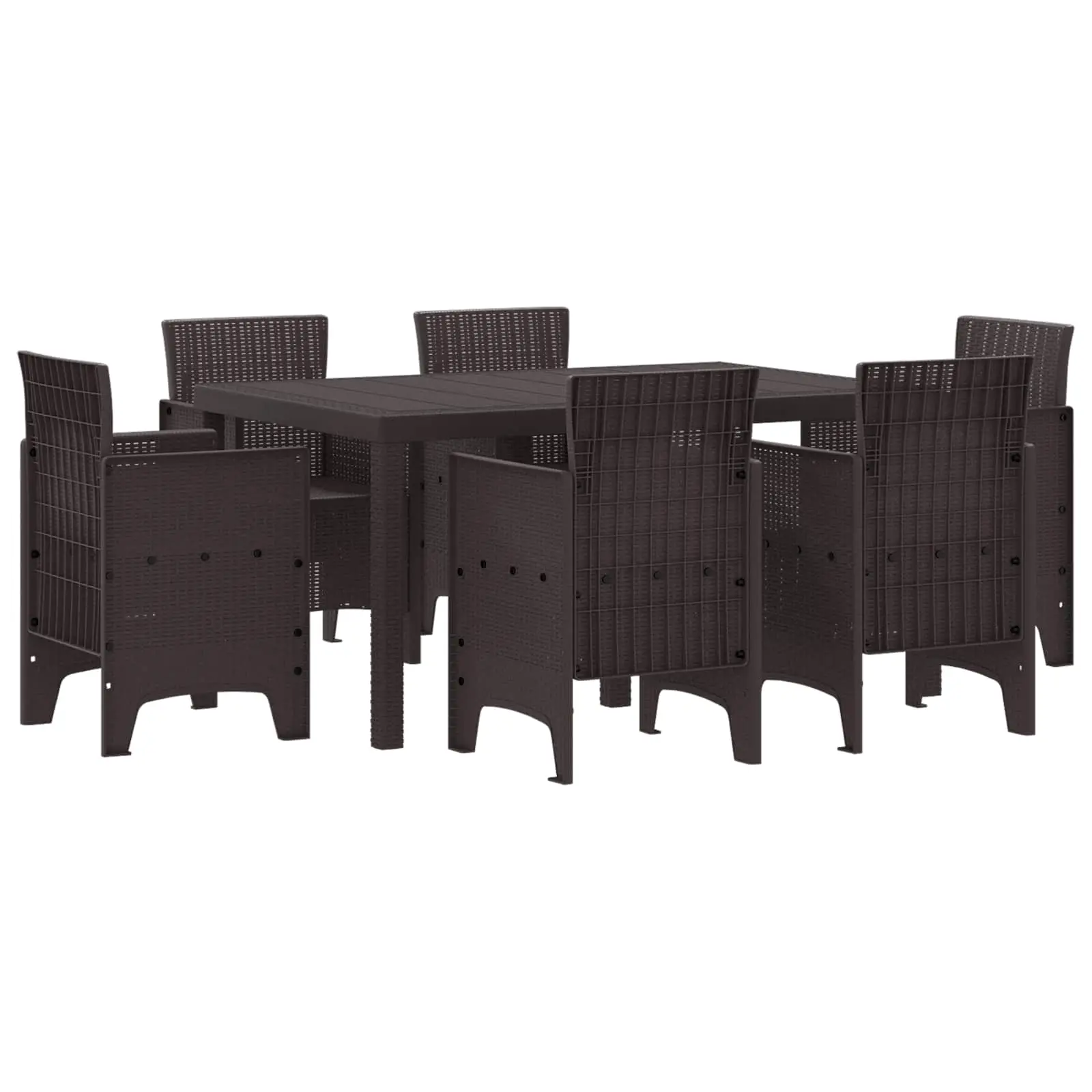 Ensemble de salle à manger pour jardin 7 pcs Marron Rattan Polt vidaXL 3378557