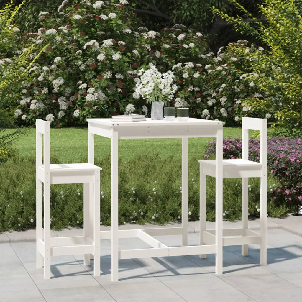 Ensemble de bar de jardin 3 pcs blanc bois de pin massif vidaXL 3154736