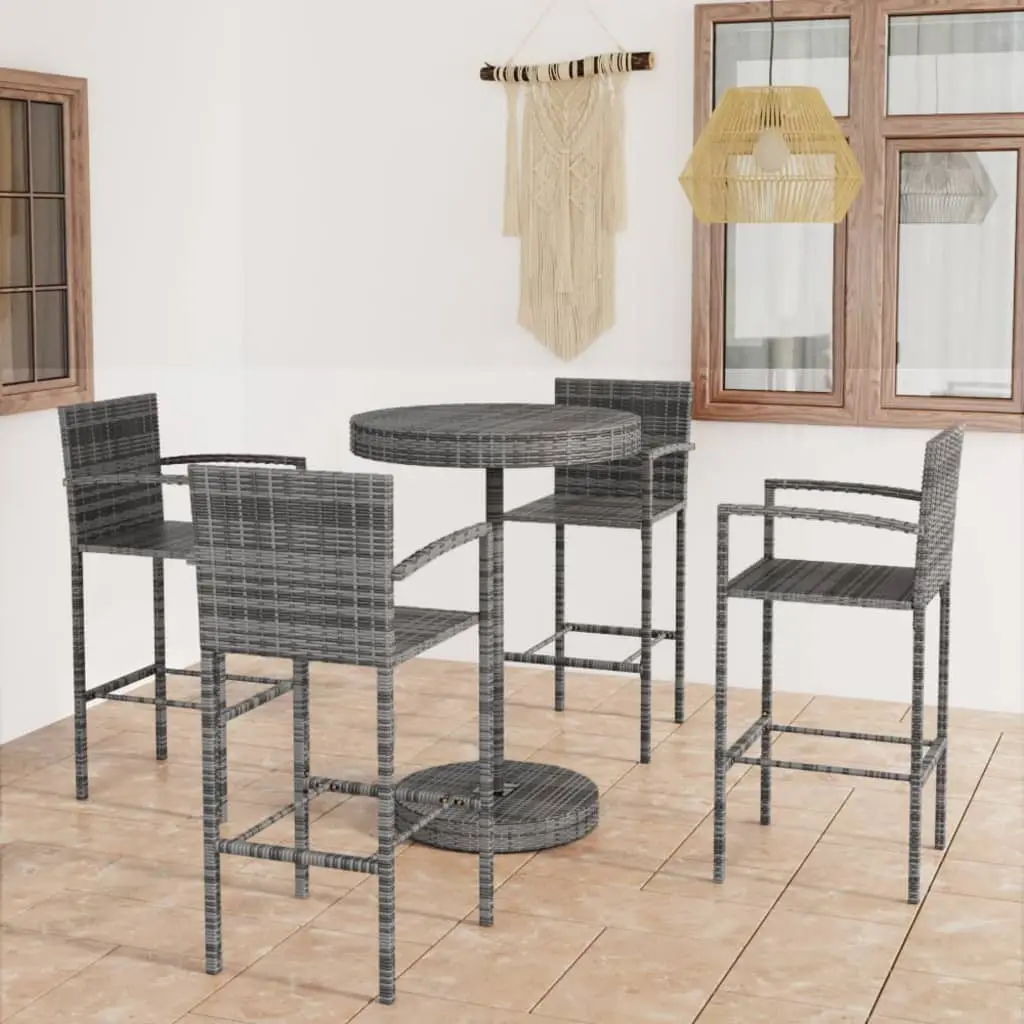 Ensemble de bar de jardin 5 pcs Résine tressée Gris vidaXL 3064773