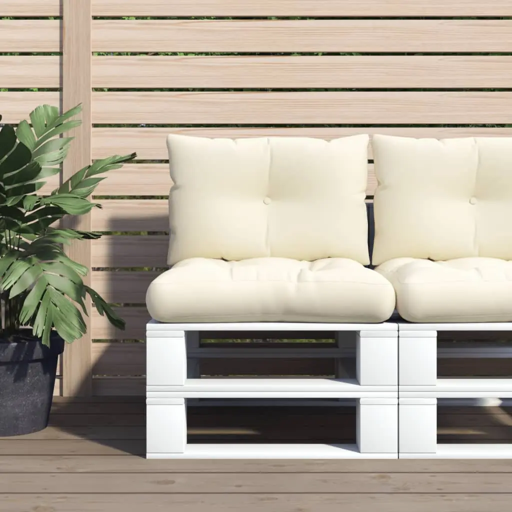Ensemble de 2 Coussins pour Chaise Palette Tissu Confortable Intérieur Extérieur Crème 60×61.5cm – ComfortXL Outdoor Living