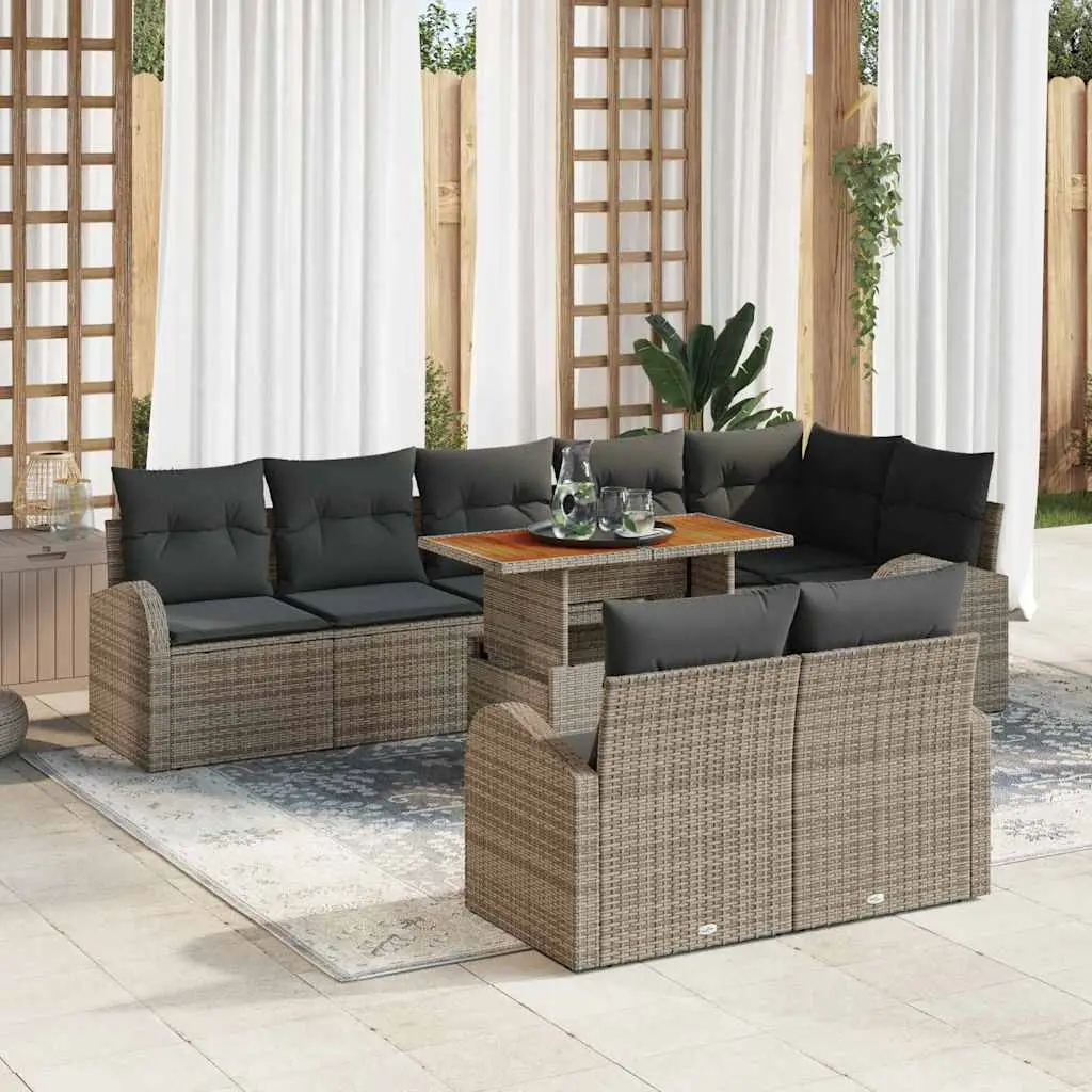 Ensemble de canapé de jardin avec coussin 9 pcs Gris vidaXL 3349600