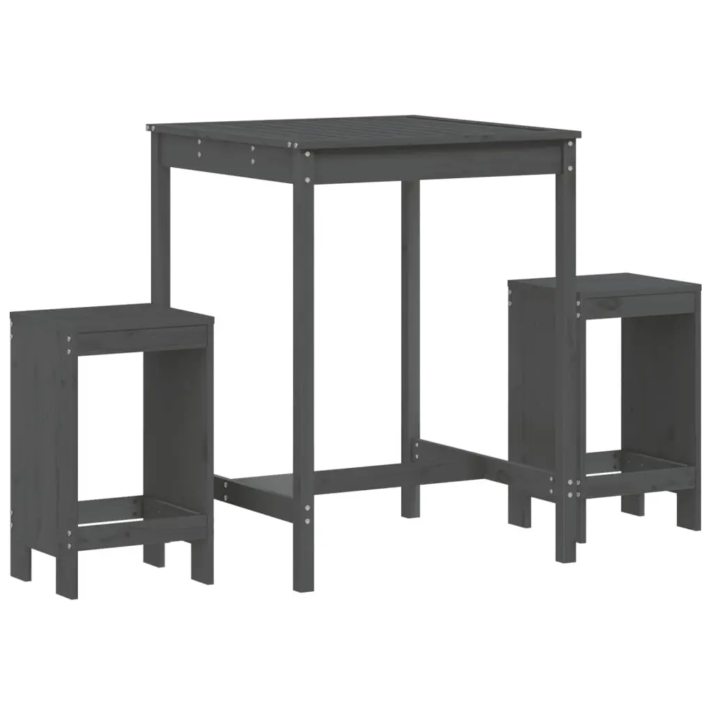 Ensemble de 3 pcs bar de jardin – Mobilier d’extérieur – Mobilier de jardin gris bois de pin massif-JU2254
