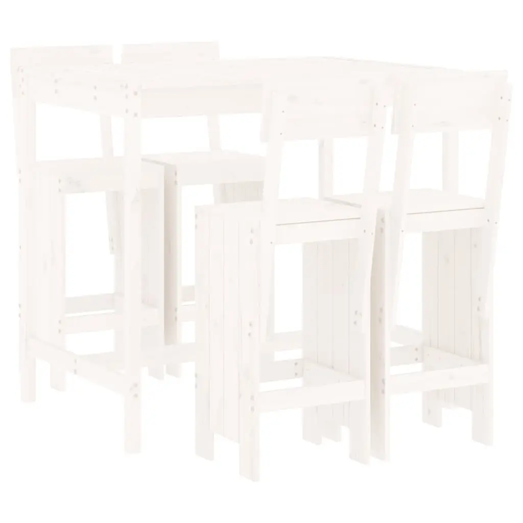 Ensemble de 5 pcs bar de jardin – Mobilier d’extérieur – Mobilier de jardin blanc bois massif de pin-JU2273