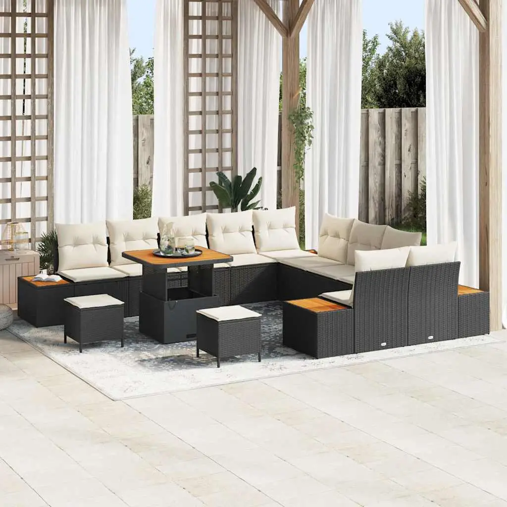 Ensemble canapé de jardin en résine tressée 13 éléments modulable Noir – ComfortXL Outdoor Living