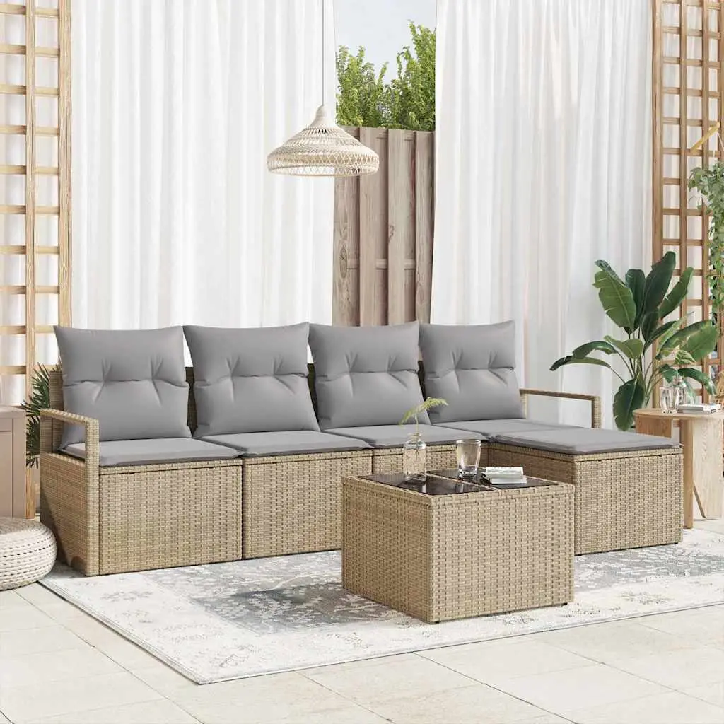 Ensemble de Canapés avec coussin 6 pcs Beige polyrotin vidaXL 3346350