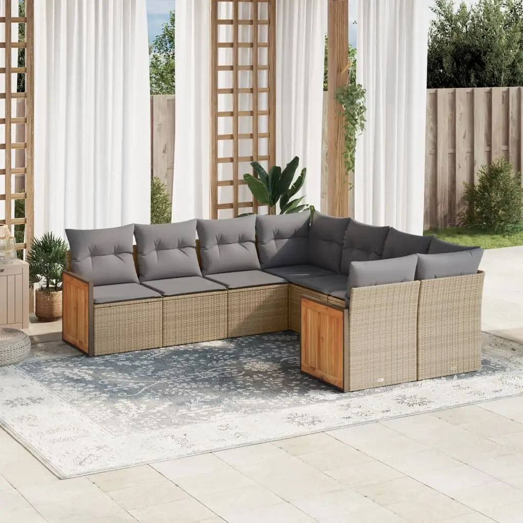Ensemble de jardin 8 pcs résine tressée avec fonction de rangement et design modulable Beige – ComfortXL Outdoor Living