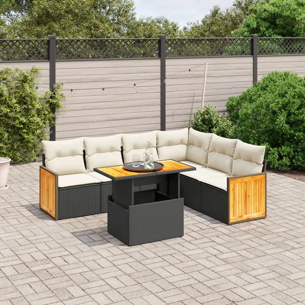 Ensemble de jardin 6 places en résine tressée avec table à hauteur variable Noir – ComfortXL Outdoor Living
