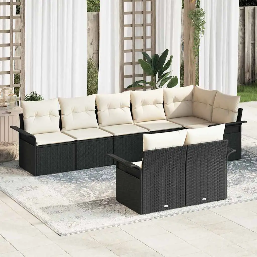 Ensemble de canapé de jardin avec stockage 8 pcs Noir polyrotin vidaXL 3354076