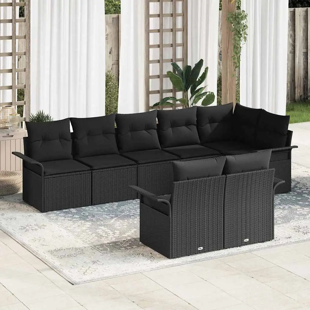 Ensemble de canapé de jardin avec stockage 8 pcs Noir polyrotin vidaXL 3354082