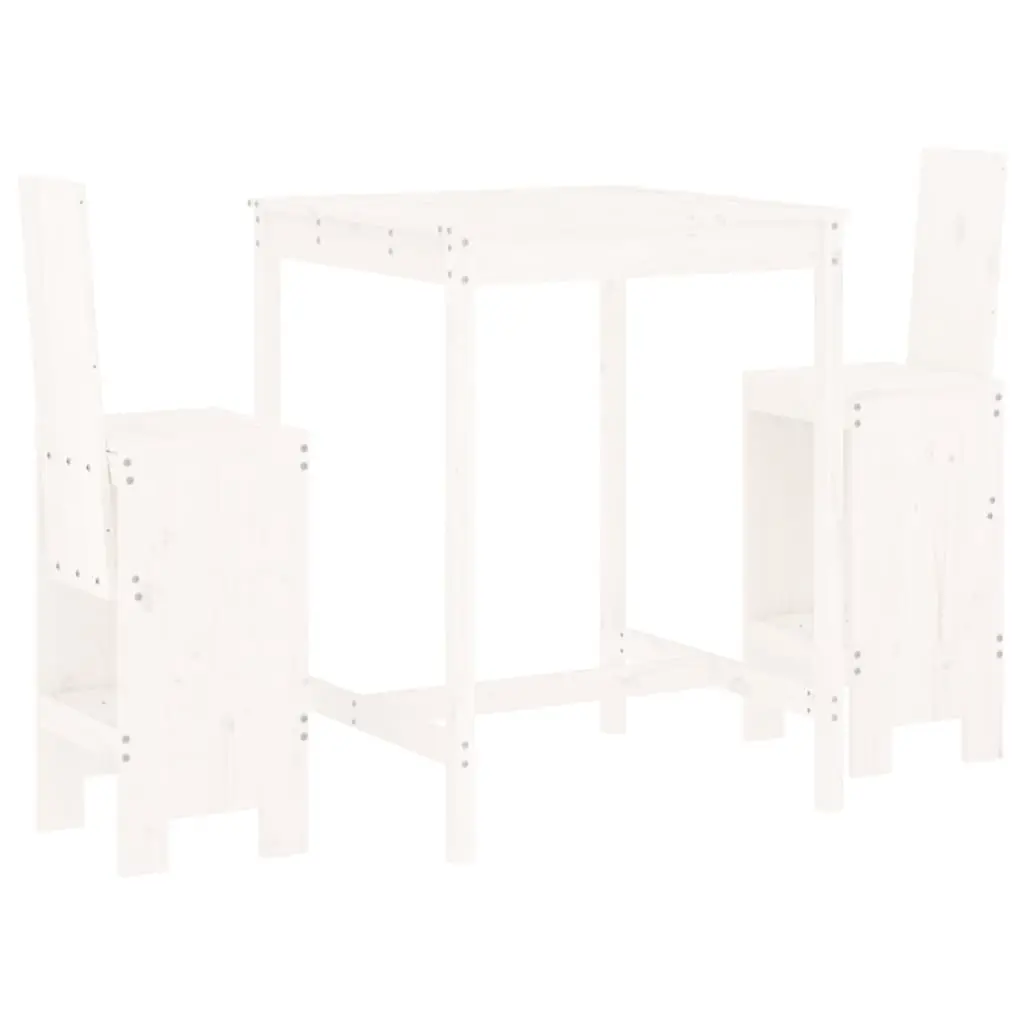 Ensemble de 3 pcs bar de jardin – Mobilier d’extérieur – Mobilier de jardin blanc bois de pin massif-JU2116