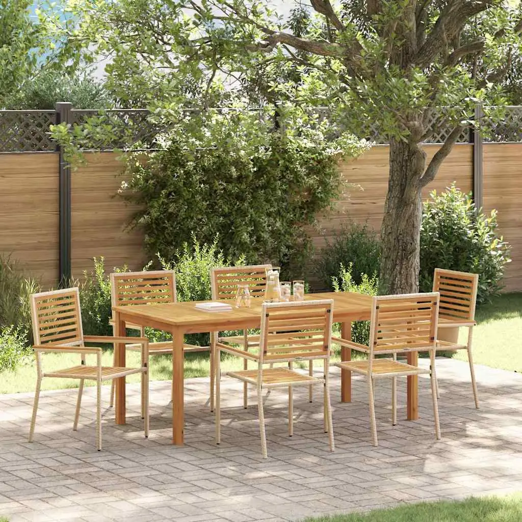 Ensemble de salle à manger pour jardin 7 pcs Beige vidaXL 3365543