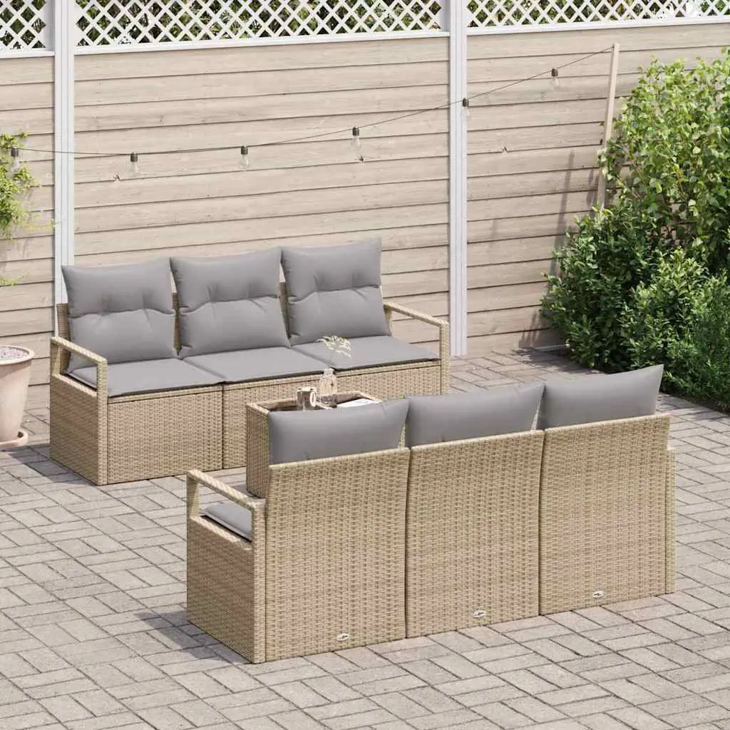 Ensemble de Canapés avec coussin 7 pcs Beige et gris polyrotin vidaXL 3346270