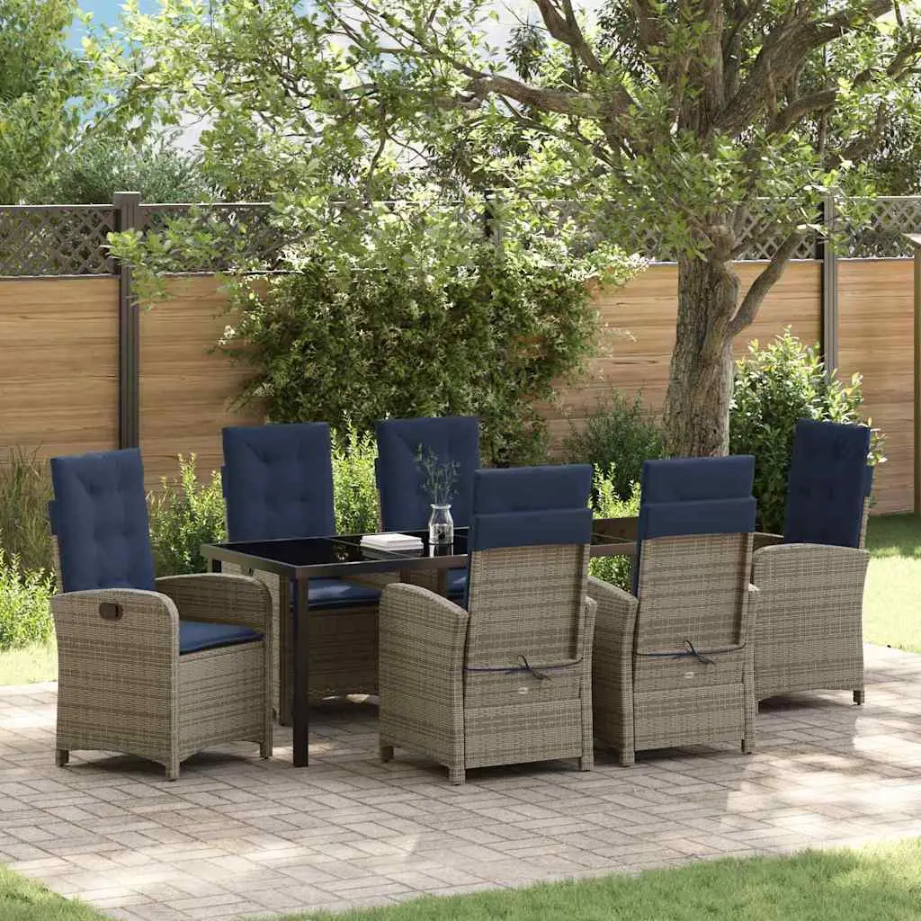 Ensemble de salle à manger pour jardin 7 pcs Gris polyrotin vidaXL 3380356