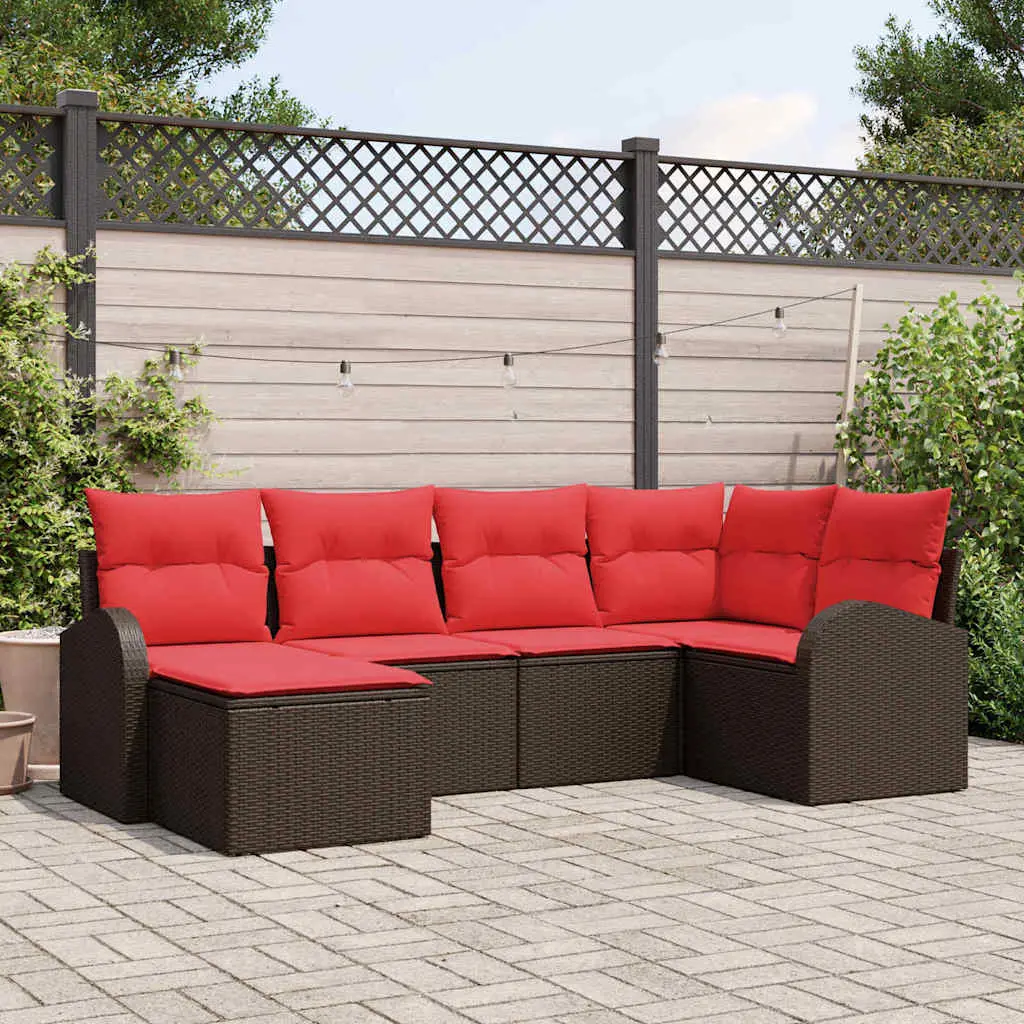 Ensemble de Canapés 6 pcs Marron et rouge polyrotin vidaXL 3354783