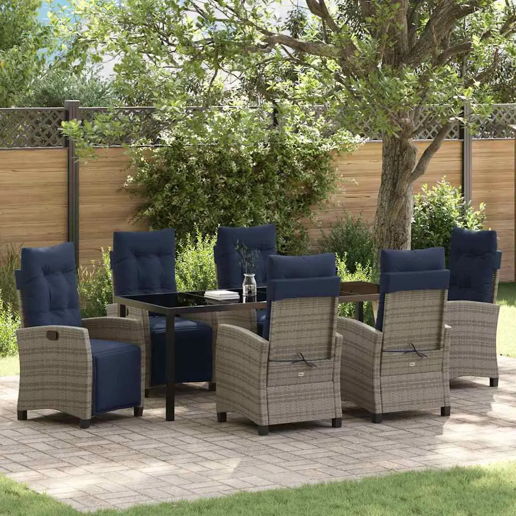 Ensemble de salle à manger pour jardin 7 pcs Gris polyrotin vidaXL 3380475
