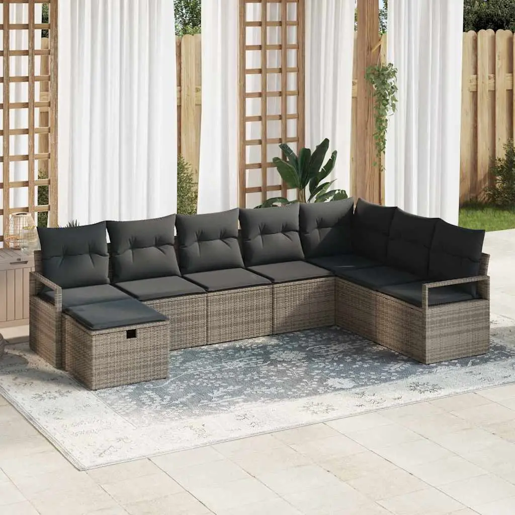 Ensemble de Canapés avec coussin 8 pcs Gris polyrotin vidaXL 3359228