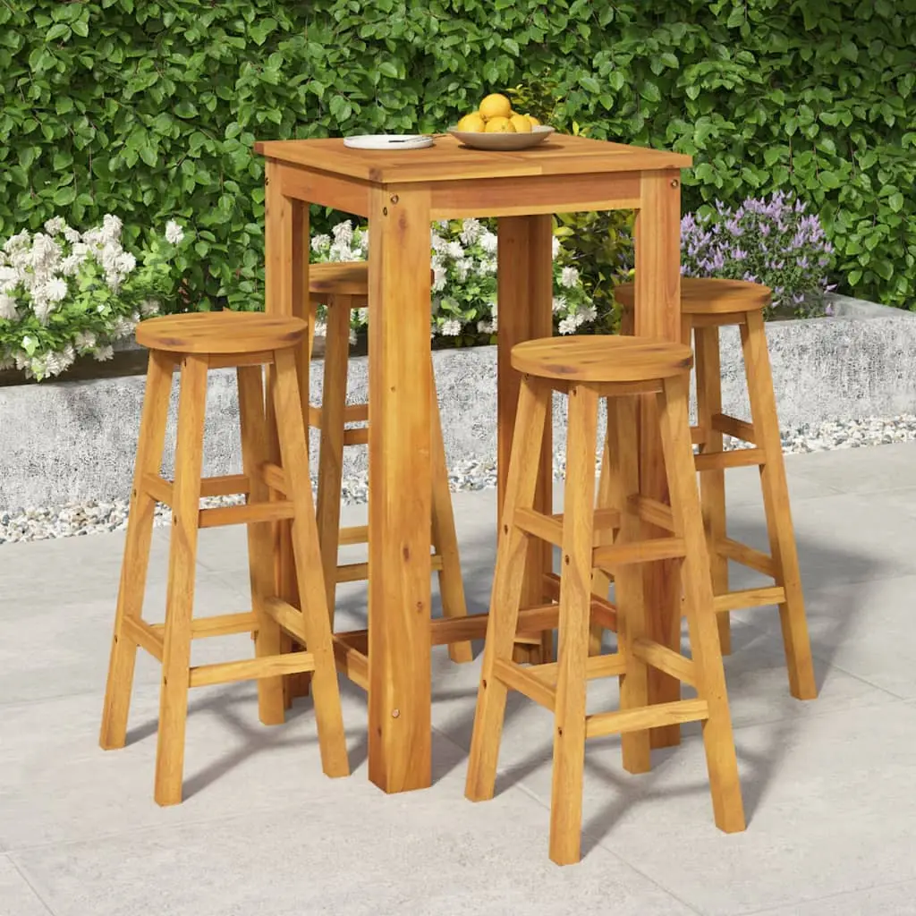 Ensemble de bar de jardin 5 pcs bois d’acacia solide vidaXL 3154389