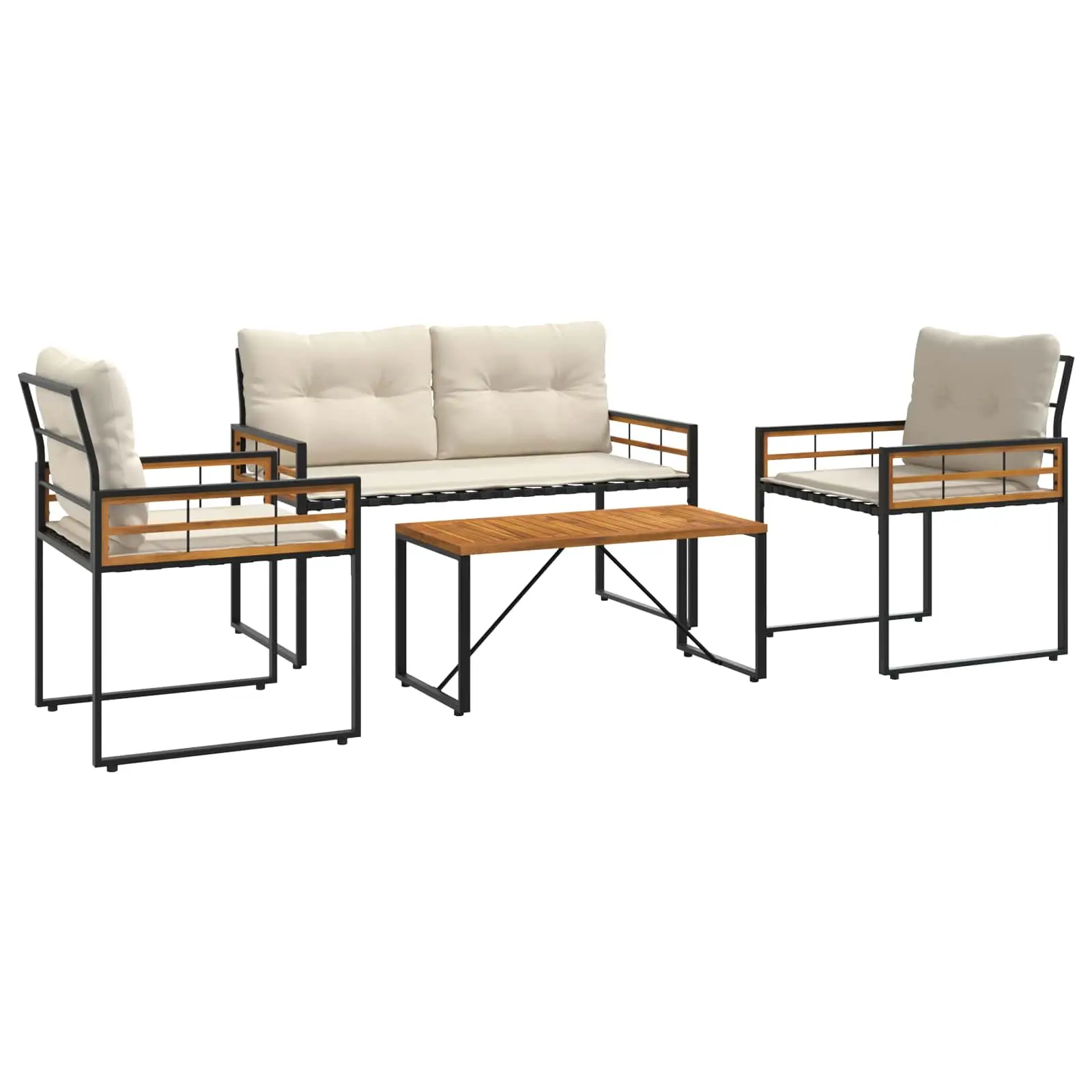 Ensemble de meubles d’extérieur avec coussin 4 pcs | Mobilier d’extérieur Crème Maison Chic