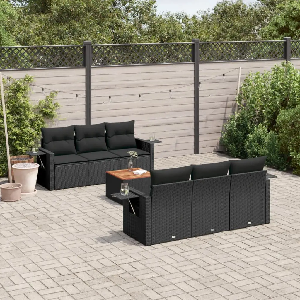 Ensemble de Jardin Modulable 7 Pièces en Poly Rotin Noir pour 6 Personnes Extérieur – ComfortXL Outdoor Living