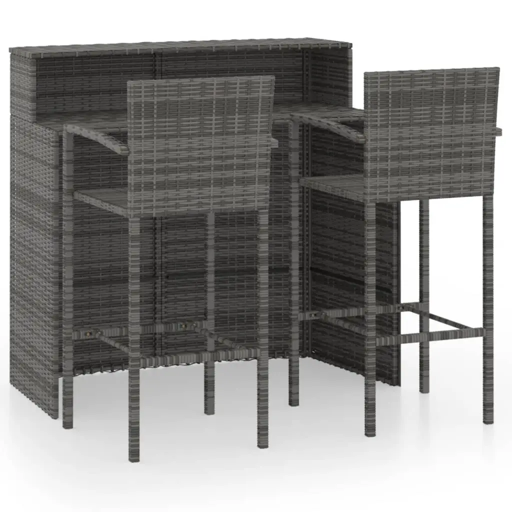 Ensemble de 3 pcs bar de jardin – Mobilier d’extérieur – Mobilier de jardin Gris-JU2071