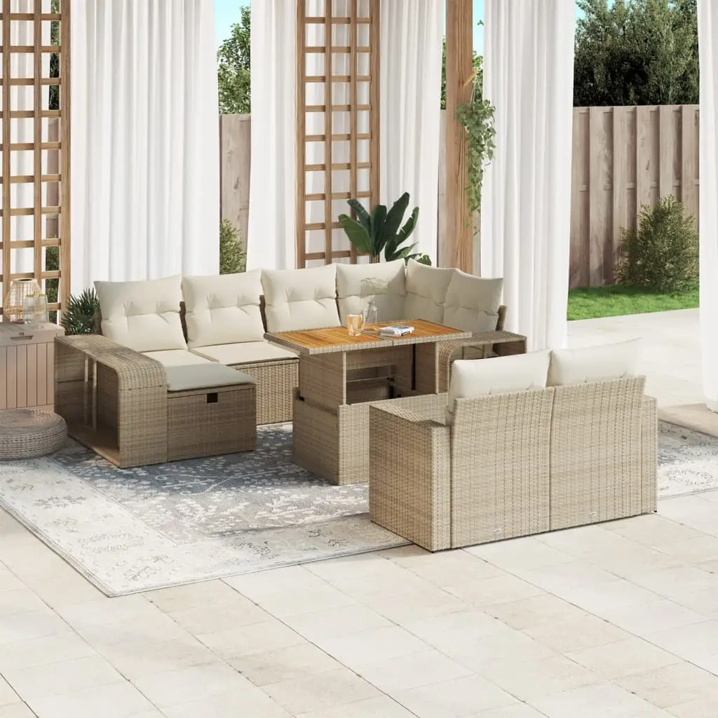 Ensemble de jardin modulable 11 pcs résine tressée beige avec rangement et table – ComfortXL Outdoor Living