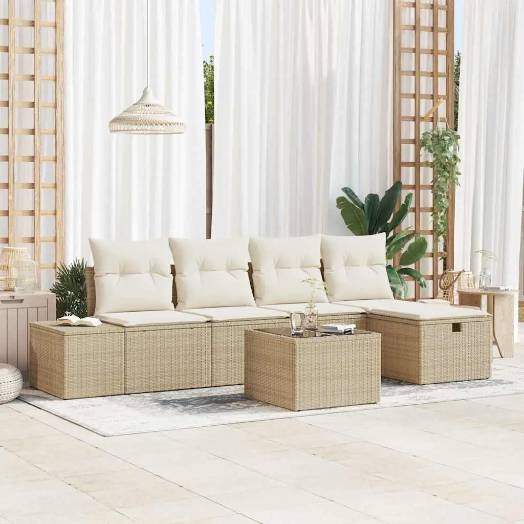 Ensemble de Canapés avec coussin 6 pcs polyrotin vidaXL 3360702