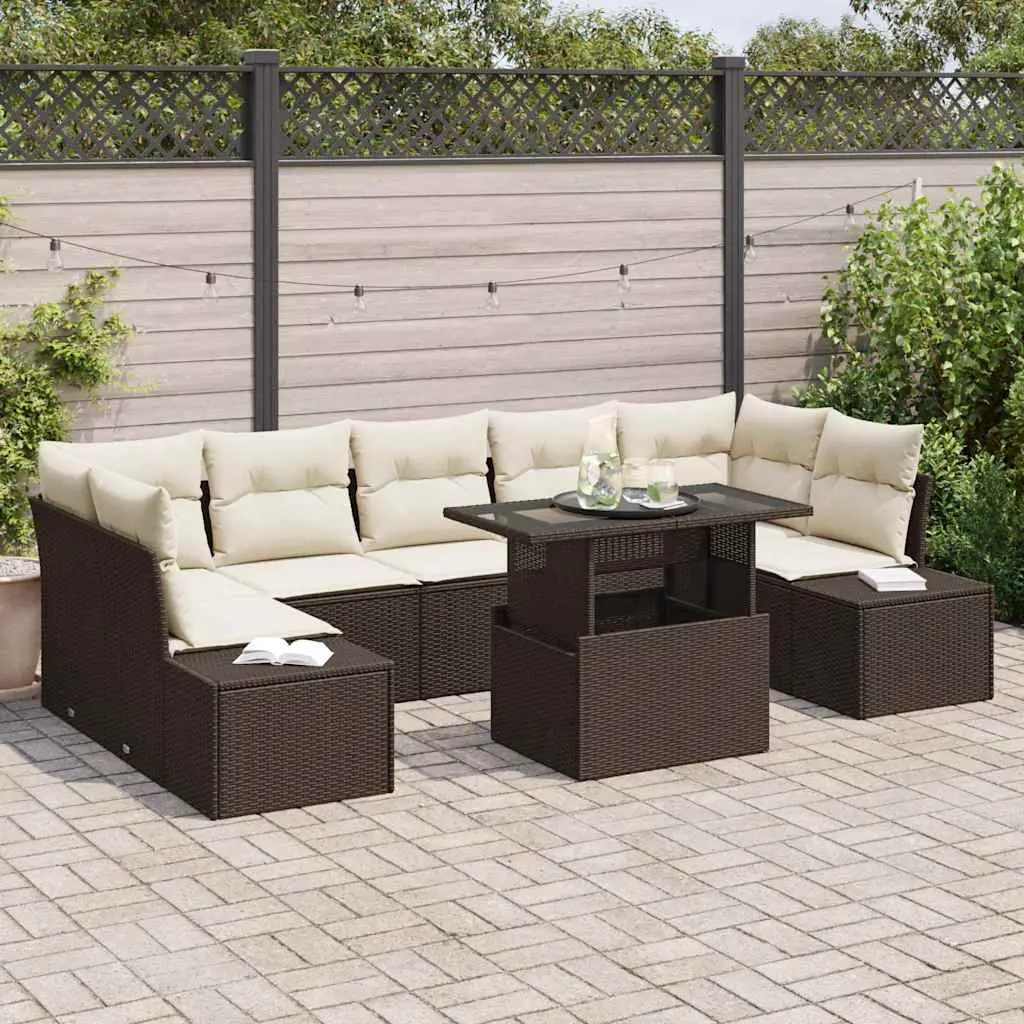 Ensemble de Canapés 8 pcs Marron et Crème polyrotin vidaXL 3349134