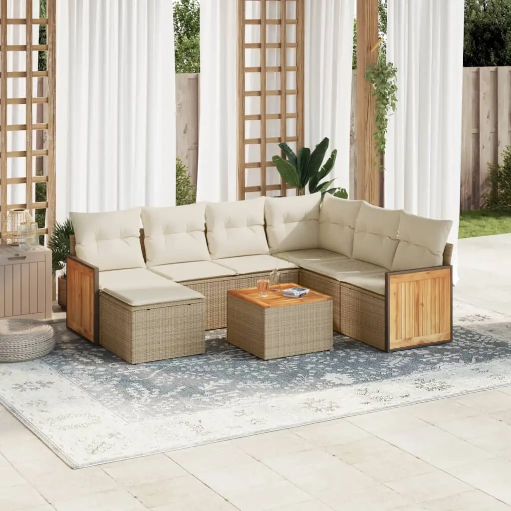 Ensemble de Jardin 8 pcs Résine Tressée Beige avec Table Basse et Rangement – ComfortXL Outdoor Living