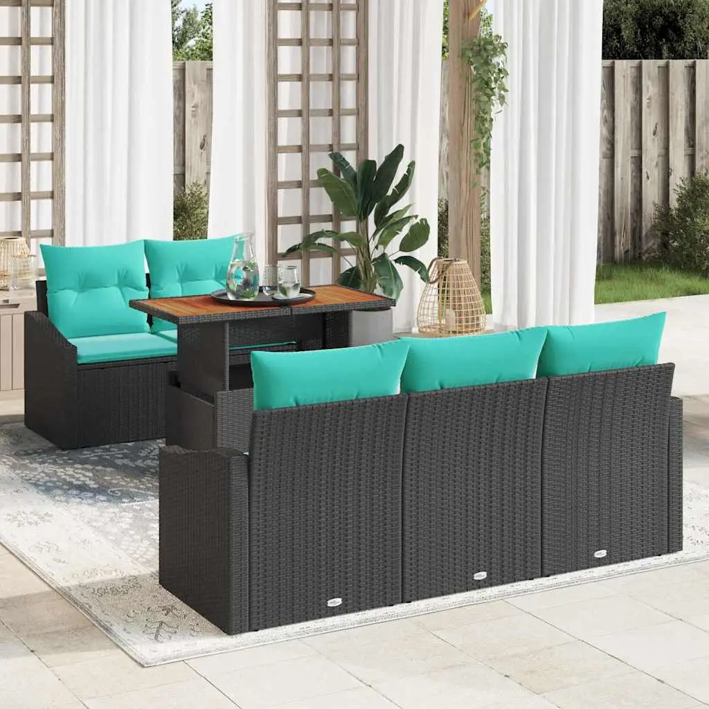 Ensemble de salle à manger pour jardin 6 pcs Noir et Sarcelle vidaXL 3349780