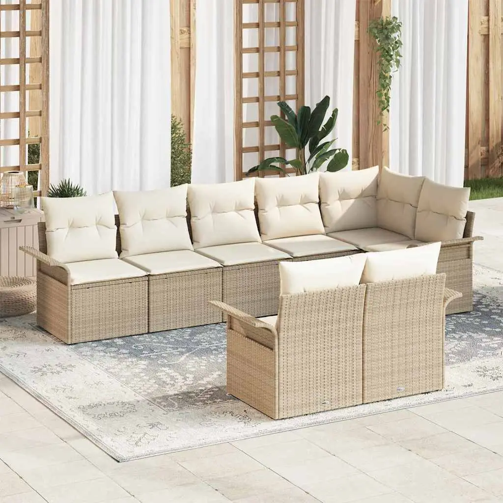 Ensemble de jardin 8 places 8 pièces avec rangements et coussins Beige – ComfortXL Outdoor Living