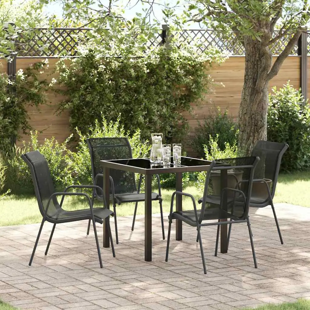 Ensemble de salle à manger pour jardin 5 pcs Noir vidaXL 3379136