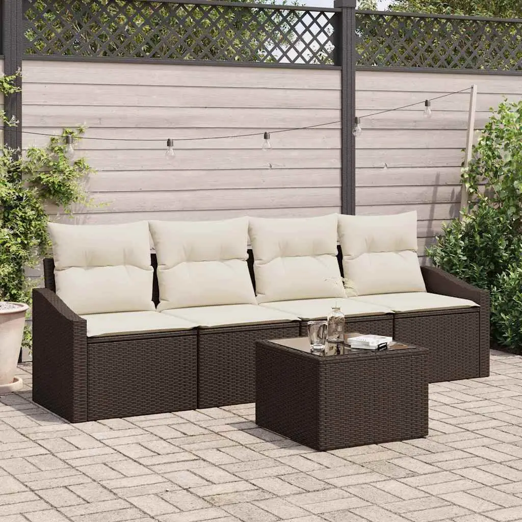 Ensemble de Canapés 5 pcs Marron et Crème polyrotin vidaXL 3346588