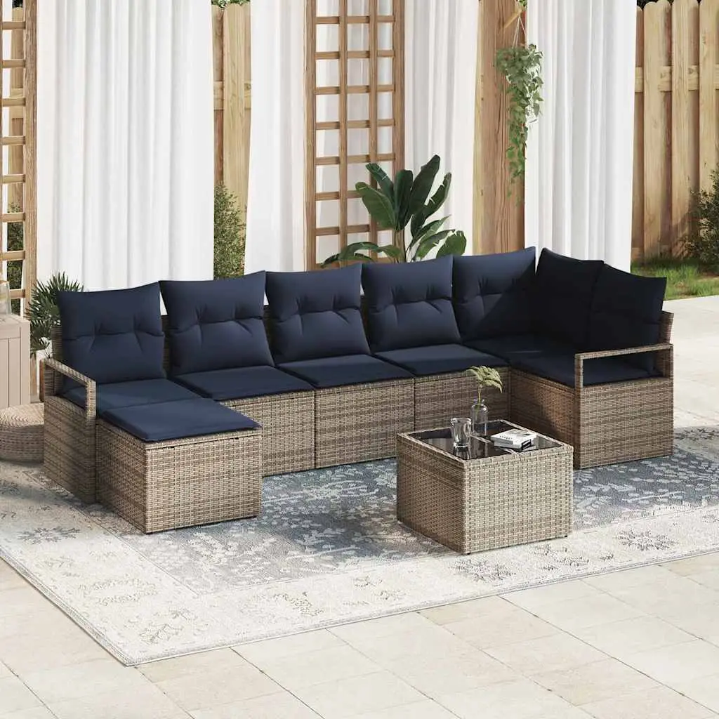 Ensemble de Canapés avec coussin 8 pcs Gris polyrotin vidaXL 3346485