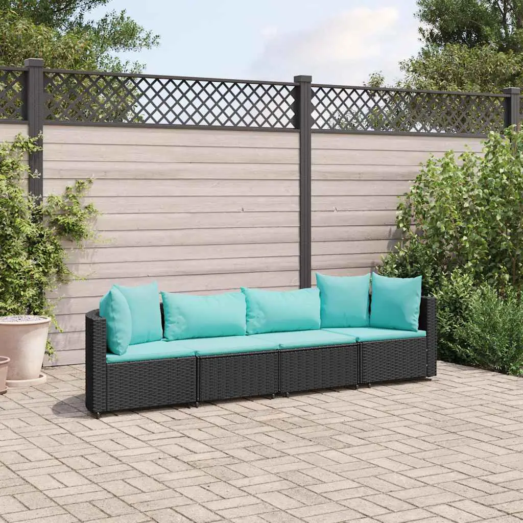 Ensemble canapés modulables 4 places en résine tressée pour extérieur Noir – ComfortXL Outdoor Living