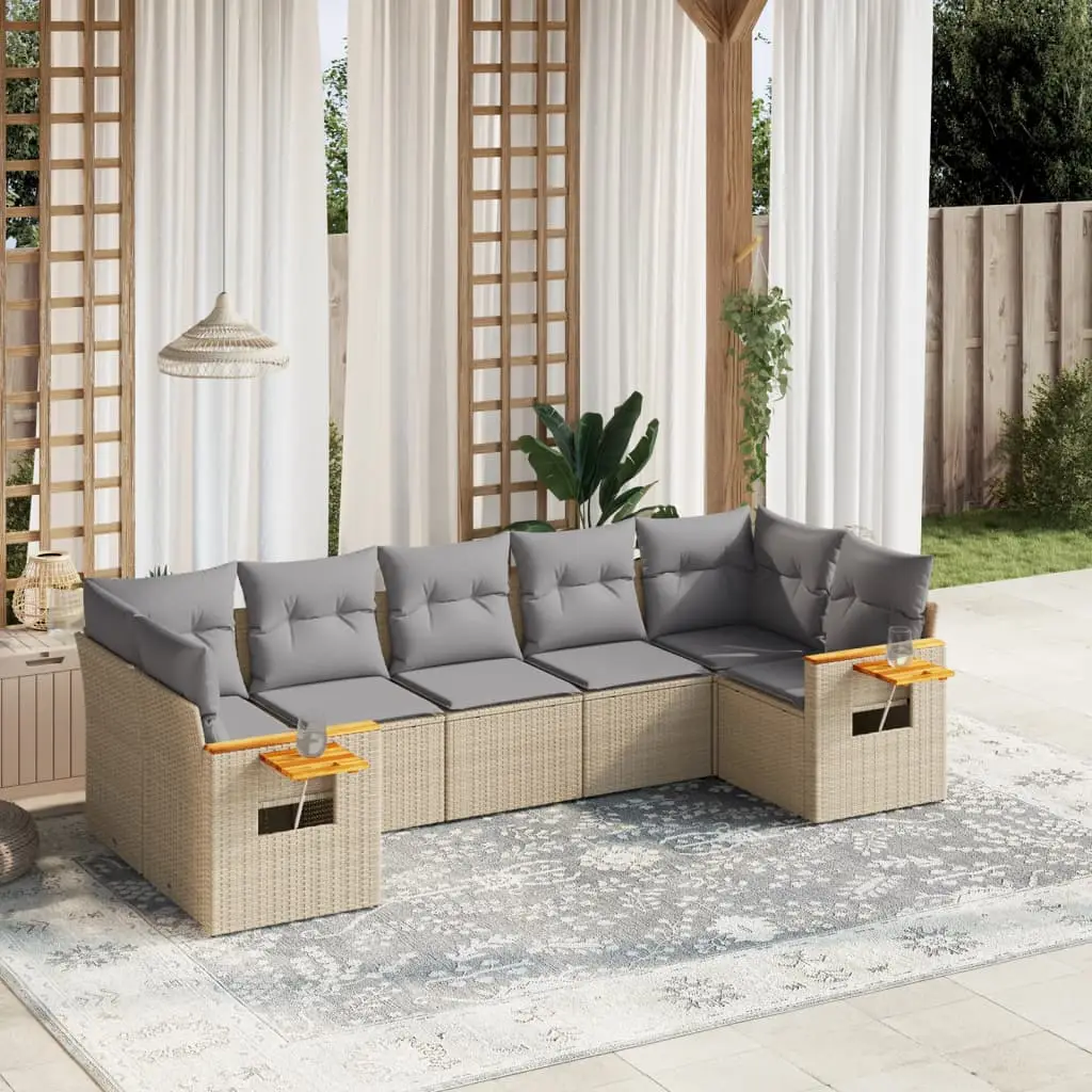 Ensemble de jardin lounge 7 places poly rotin et acier modulable et confortable pour patio extérieur Beige et gris clair – ComfortXL Outdoor Living