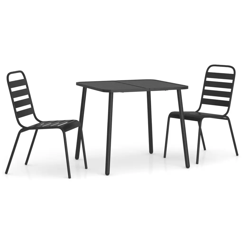 Ensemble de 3 pcs table de jardin avec chaises – mobilier de jardin anthracite acier-JU2919