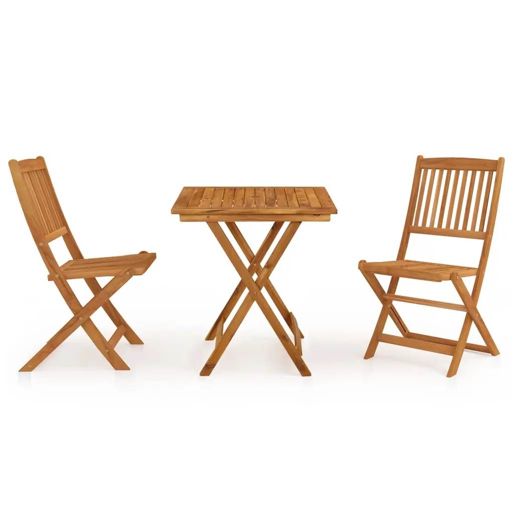 Ensemble de 3 pcs table de jardin et chaises pliable – mobilier de jardin Bois d’acacia solide-JU2643