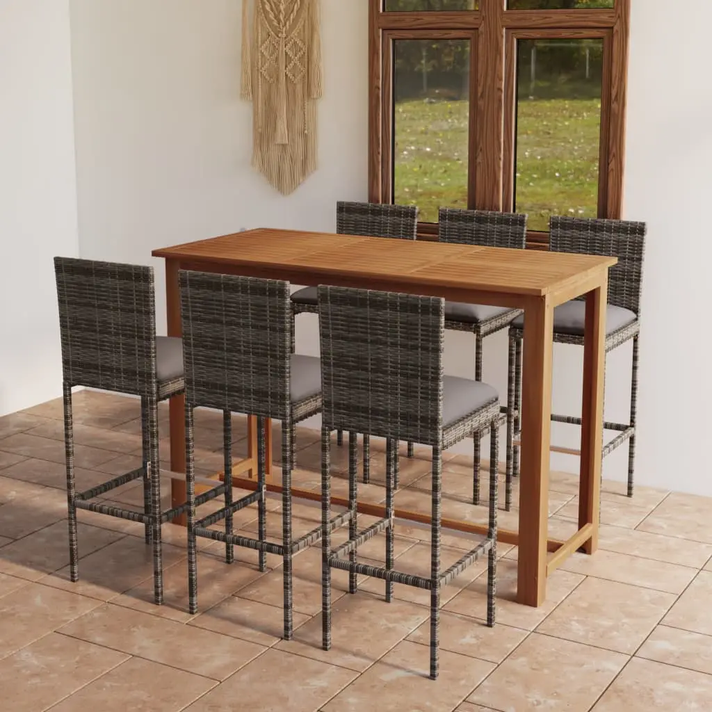 Ensemble de bar de jardin 7 pcs avec coussins Gris vidaXL 3068007